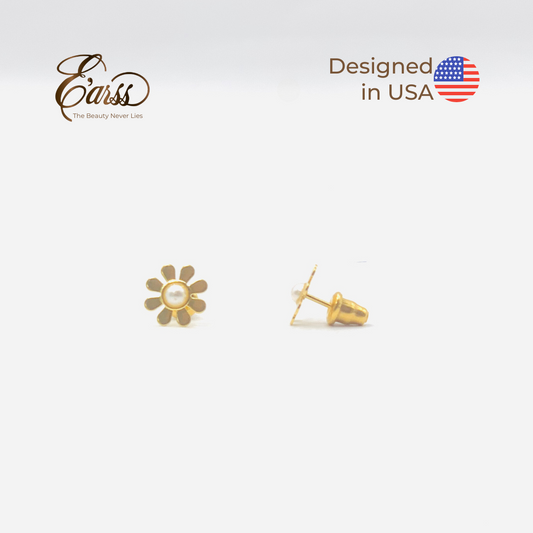 Daisy Pearl Earrings | 18K Gold Plated Stainless Steel
