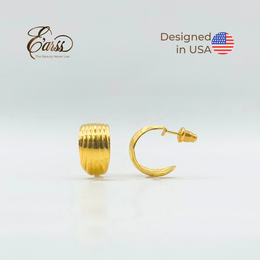 Line Hoop Gold Earrings | 18K Gold Plated Stainless Steel