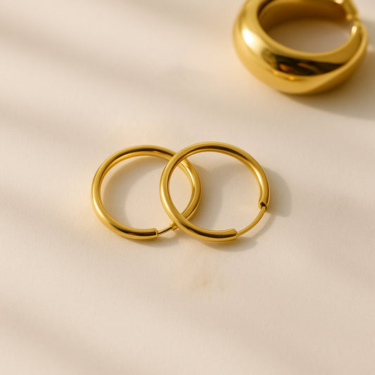 Half Endless Gold Hoop Earrings | 18K Gold Plated Stainless Steel