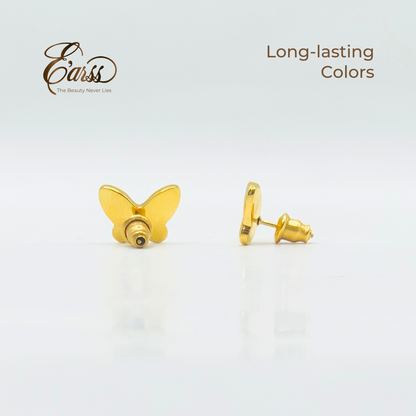 White Butterfly Gold Earrings | 18K Gold Plated Stainless Steel