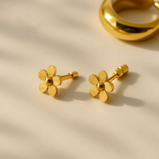 Little Flower Stud Earrings | 18K Gold Plated Stainless Steel