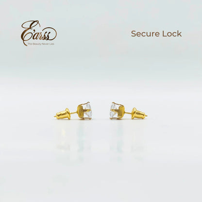 6mm Square CZ Stud Earrings | 18K Gold Plated Stainless Steel