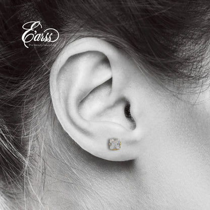 6mm Square CZ Stud Earrings | 18K Gold Plated Stainless Steel