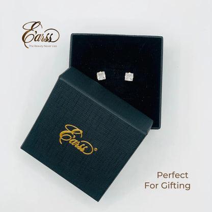 6mm Square CZ Stud Earrings | 18K Gold Plated Stainless Steel