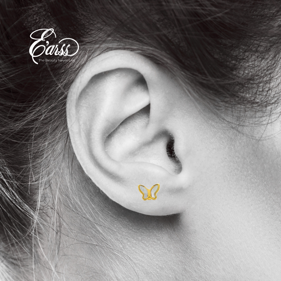 White Butterfly Gold Earrings | 18K Gold Plated Stainless Steel