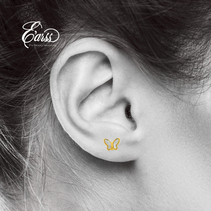 White Butterfly Gold Earrings | 18K Gold Plated Stainless Steel