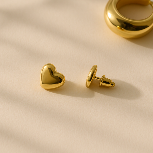 Gold Heart Stud Earrings | 18K Gold Plated Stainless Steel