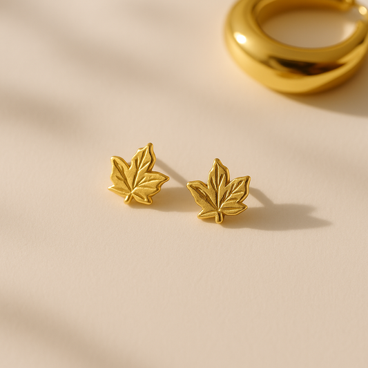Maple Leaf Gold Earrings | 18K Gold Plated Stainless Steel