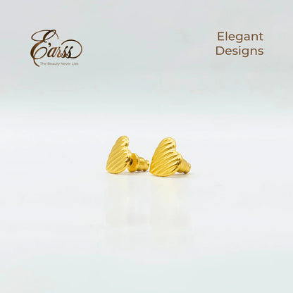 Ribbed Heart Gold Earrings | 18K Gold Plated Stainless Steel