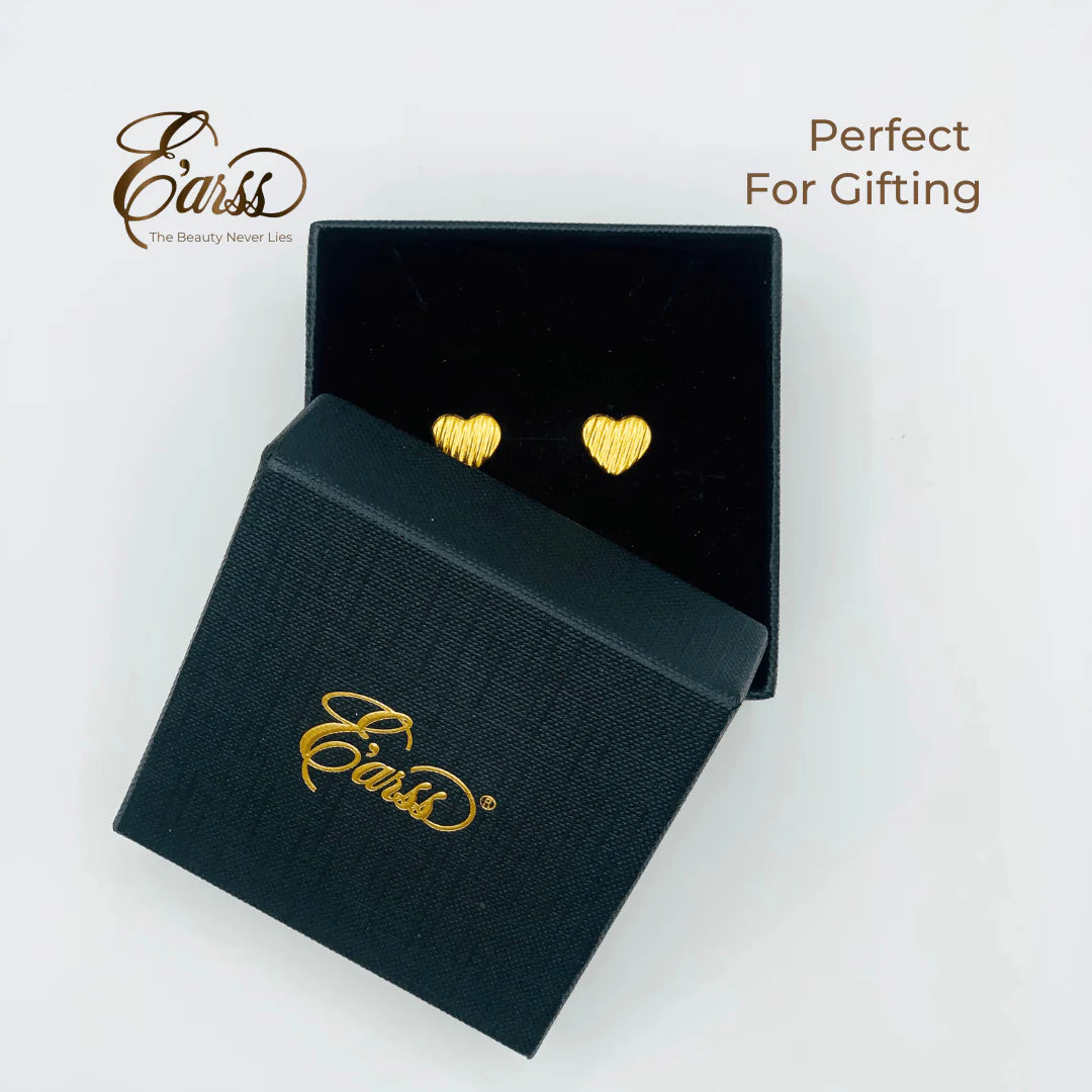Ribbed Heart Gold Earrings | 18K Gold Plated Stainless Steel