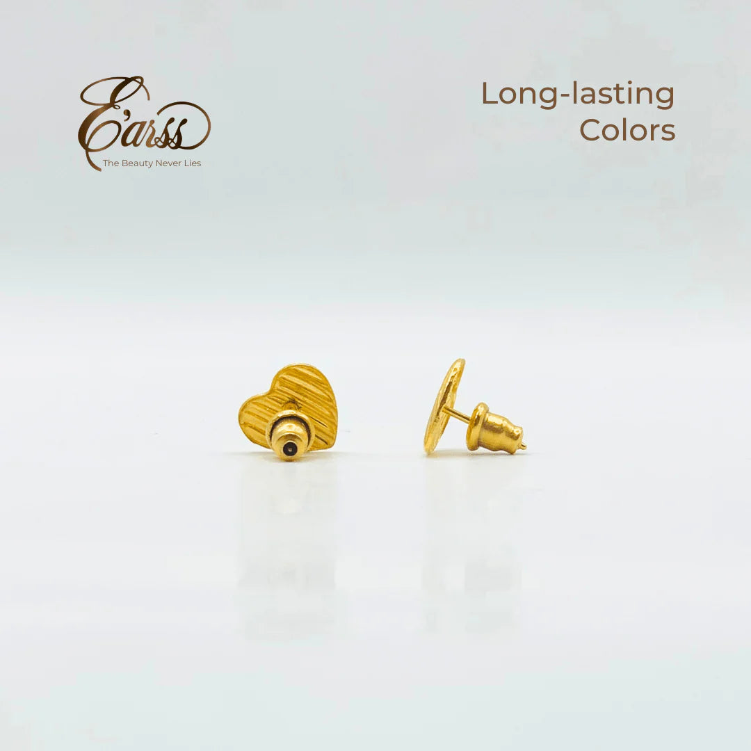 Ribbed Heart Gold Earrings | 18K Gold Plated Stainless Steel