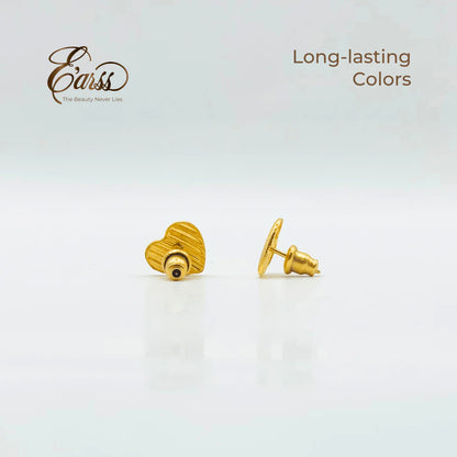 Ribbed Heart Gold Earrings | 18K Gold Plated Stainless Steel